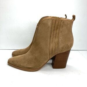Marc Fisher Maree Suede Booties 9 Tan Ankle Western Block Heel Boots